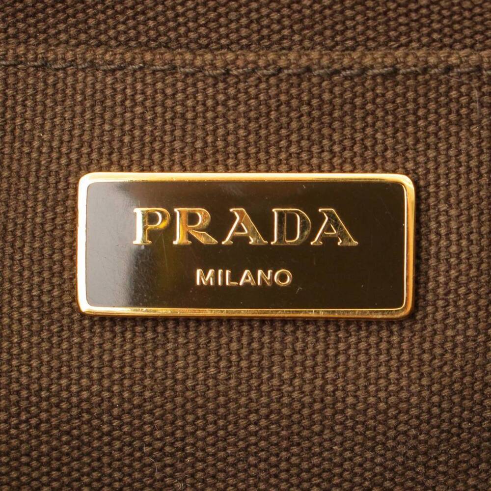 Prada Canapa Canvas Tote Bag Handbag Khaki Green - Picture 7 of 10